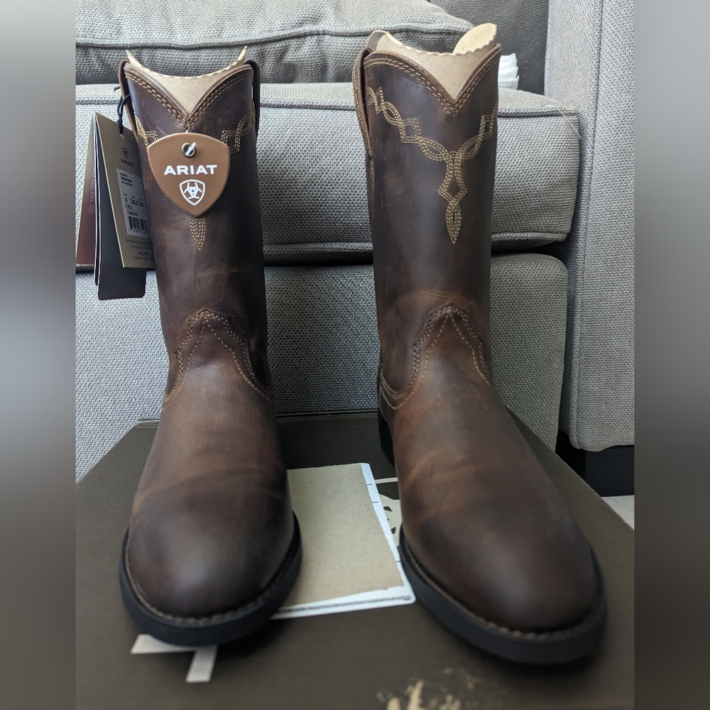 Ariat heritage roper boots distressed brown leather size 8 cowgirl